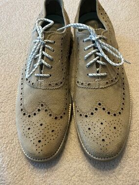 Cole Haan Zerogrand Mens 11-1/2M Suede Wingtip Oxford Shoes Beige